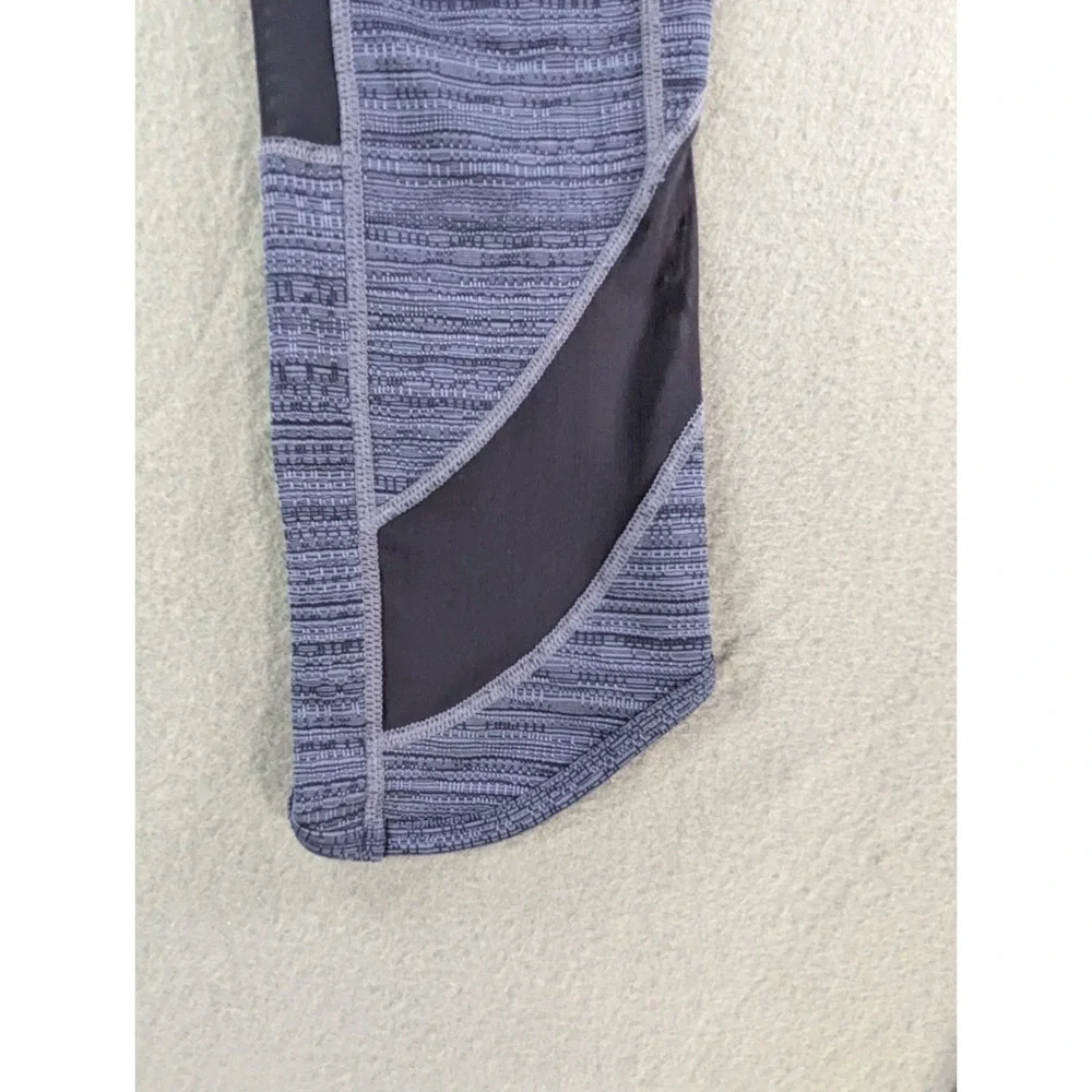 ATHLETA ULTIMATE STASH POCKET PRINTED CAPRI LEGGINGS BLUE XXS